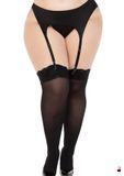 Leg Avenue Lace top opaque, 1X/2X, чорні, мереживна резинка SX1045 фото