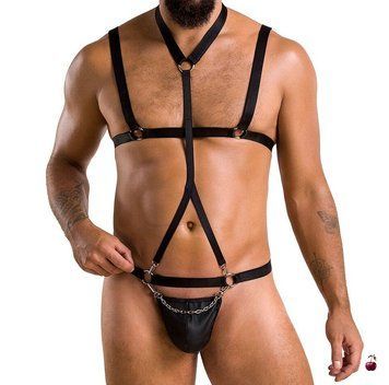 Комплект чоловічої білизни зі стреп Passion Andrew S/M Black SO7589 фото
