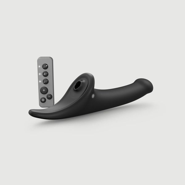 Страпони Strap-On-Me Multi Orgasm Dildo M Black з вакуумною стимуляцією SX4031 фото