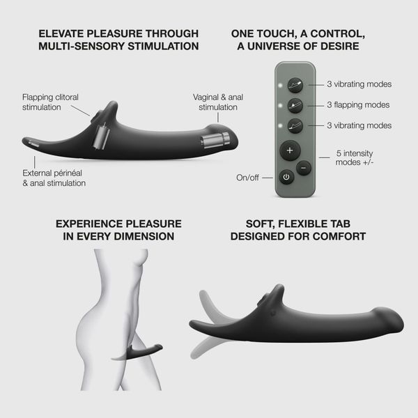 Страпони Strap-On-Me Multi Orgasm Dildo M Black з вакуумною стимуляцією SX4031 фото