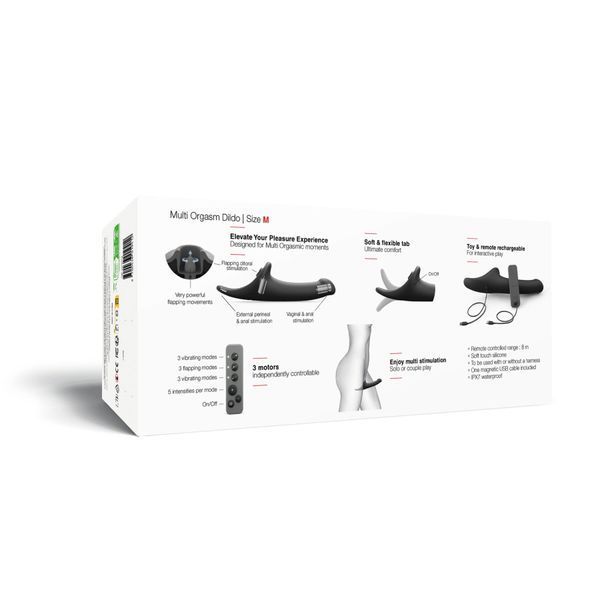 Страпони Strap-On-Me Multi Orgasm Dildo M Black з вакуумною стимуляцією SX4031 фото
