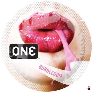 Презервативи ONE FlavorWaves Bubblegum, аромат жувальної гумки, натуральний латекс, колір фіолетовий SX0751 фото