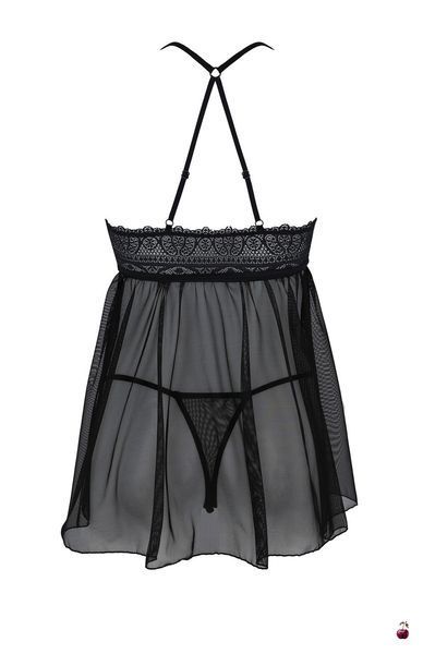 Пеньюар Passion KERRIA CHEMISE, чорний SX0488 фото