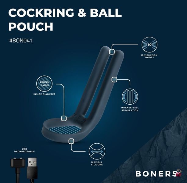 Ерекційне кільце Boners Cockring & Ball Stimulator, еластичне SX3051 фото