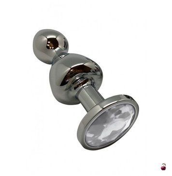 Металева анальна пробка Wooomy Lollypop Double Ball Metal Plug L SO7421 фото