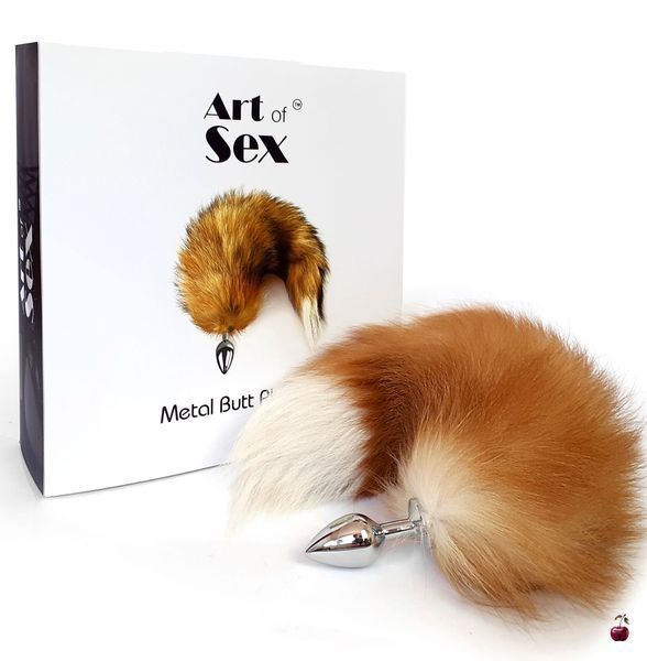 Анальні іграшки Art of Sex Металева пробка з хвостом M Red fox SO6185 фото