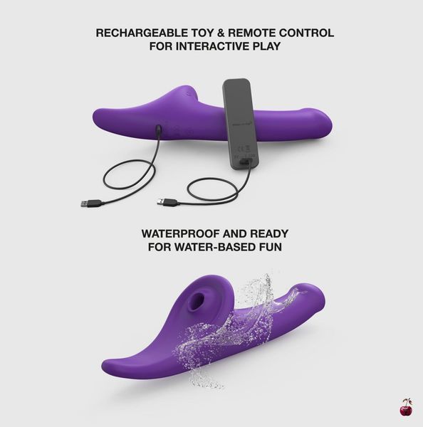 Страпони Strap-On-Me Multi Orgasm Dildo M Purple з вакуумною стимуляцією SX4033 фото