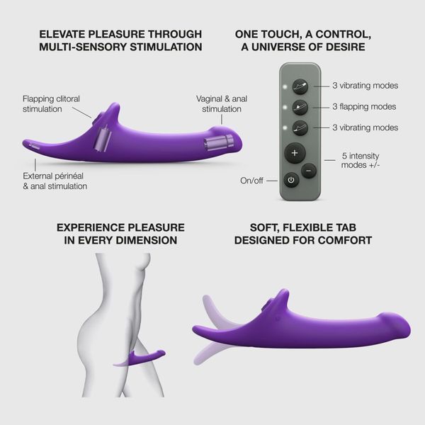 Страпони Strap-On-Me Multi Orgasm Dildo M Purple з вакуумною стимуляцією SX4033 фото