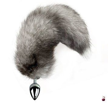 Анальні іграшки Art of Sex Металева анальна пробка з хвостом Arctic fox, розмір M SO6186 фото