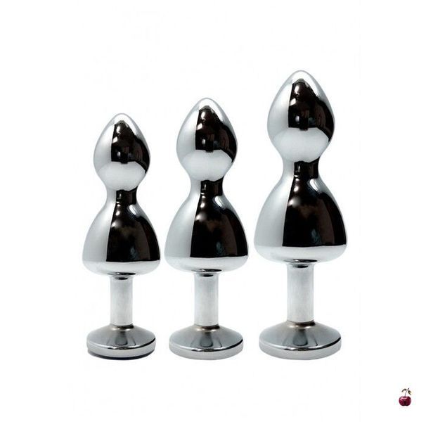 Анальні іграшки Wooomy Lollypop Double Ball Metal Plug Blue M, нержавіюча сталь SO7422 фото